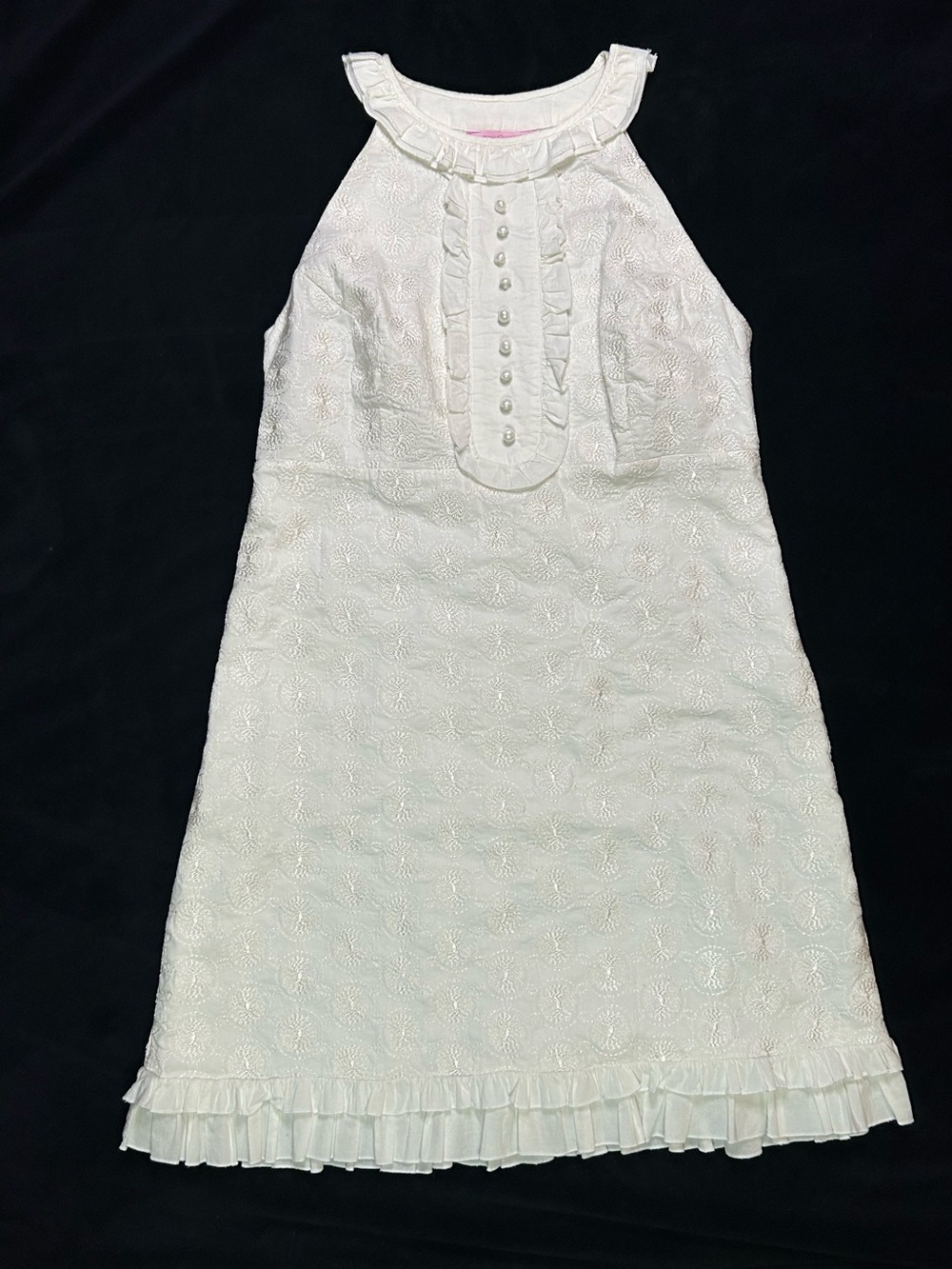 Lilly Pulitzer White Ruffled Halter Eyelet Dress